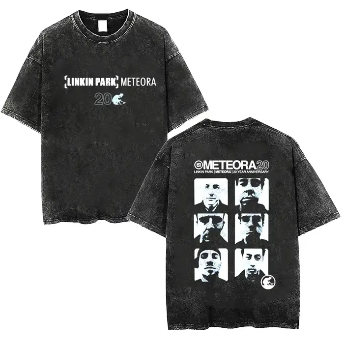T-shirt délavé pour hommes Linkin Meteora 20e anniversaire Park