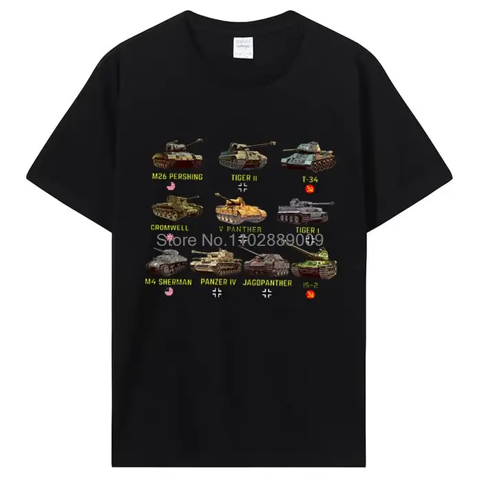 Nouveaux réservoirs M4 Sherman Panzer IV Tiger II T-34 T-Shirt hommes décontracté coton T-Shirt Cool