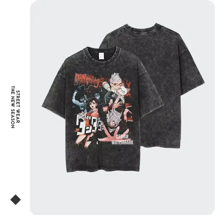Anime Dan Da Dan t-shirt surdimensionné Vintage lavé Dandadan T-shirts Streetwear rétro Manga Ayase Momo Takakura Ken