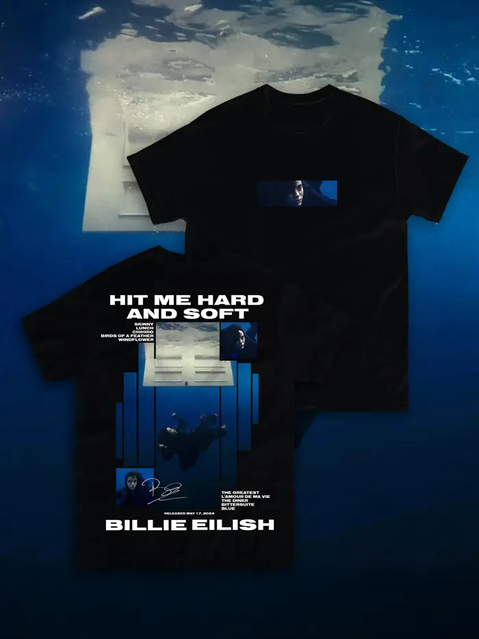 T-shirt graphique Billie Eilish « Hit Me Hard and Soft » pour hommes et femmes