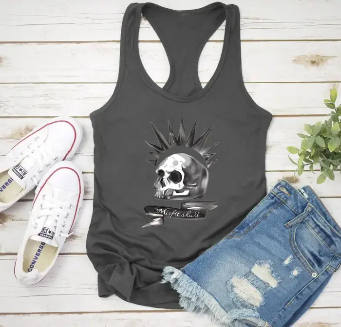 Misfit crâne gothique mignon réservoir femmes mode maillot de corps singlet esthétique féministe style de rue vêtement sans manches kawaii haut t-shirt
