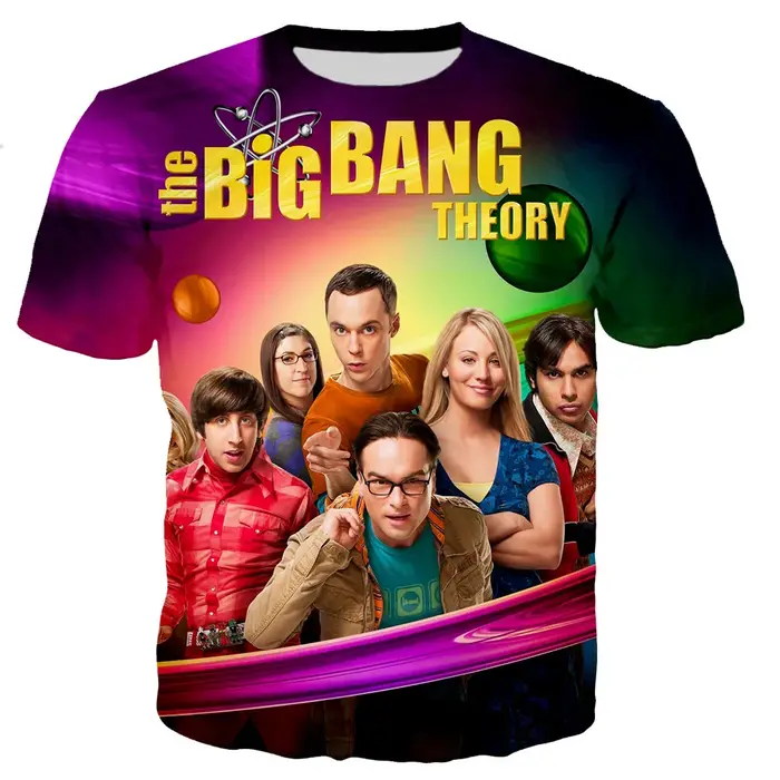 T-shirt imprimé en 3D The Big Bang Theory pour hommes et femmes, style Harajuku, col rond, manches c