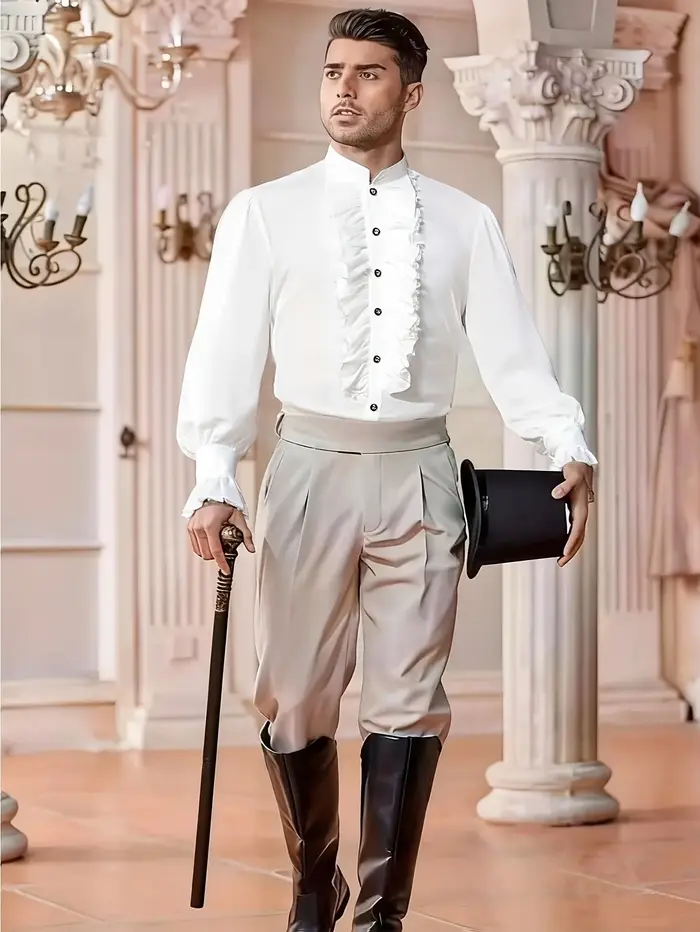 Chemise de bal médiévale 2026 avec chemise blanche à volants pour homme
