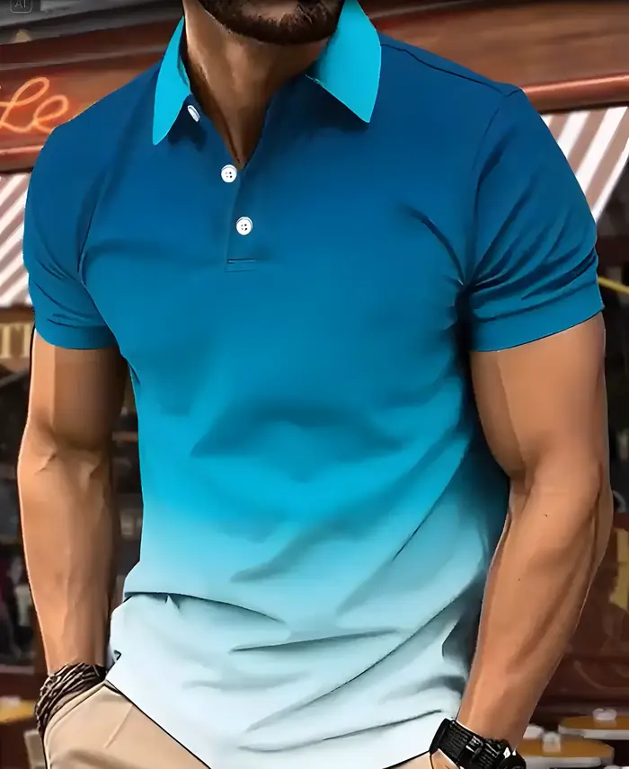 Polo homme à blocs de couleur dégradés