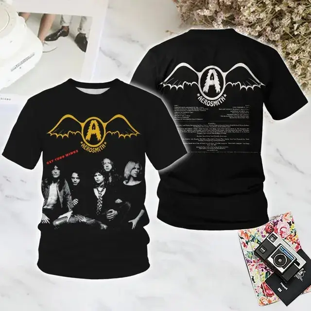 2025 nouveau groupe de Rock Aerosmith impression 3D T-shirt hommes femmes mode décontracté surdimensionné à manches