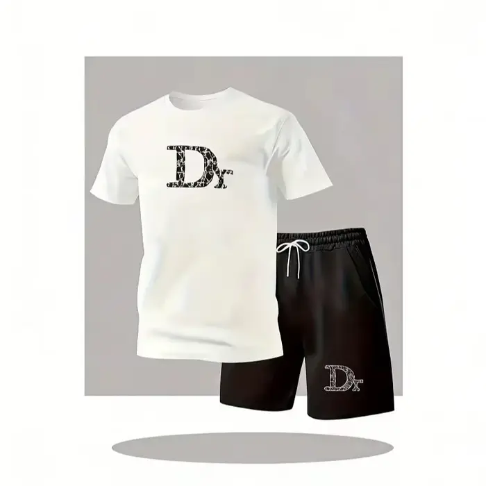 Ensemble t-shirt à manches courtes et short décontracté pour homme, été, nouvelle mode, sportif, tis