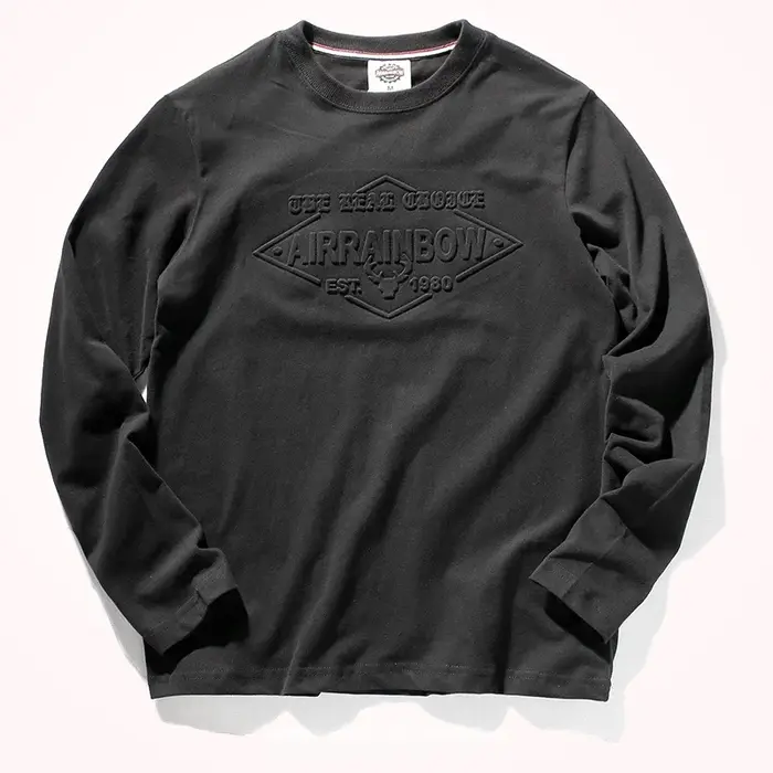 T-shirt à manches longues à col rond pour hommes, chemise de base, coton, style européen et américai