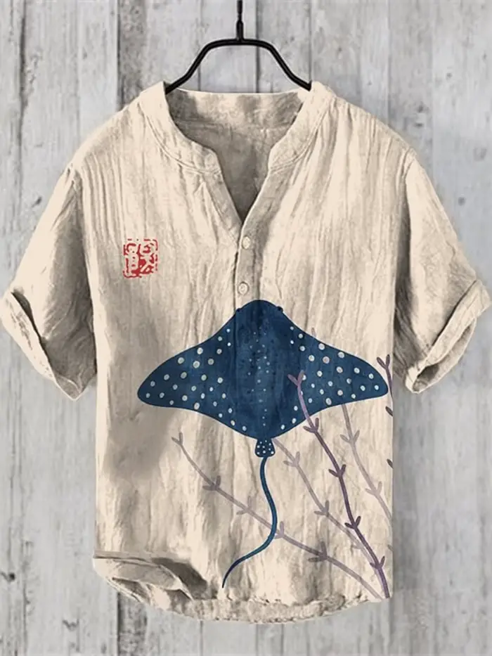 Polo rétro à manches courtes et col en v pour hommes