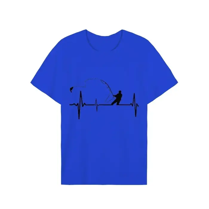 T-shirts pour hommes pêche à la mouche battement de coeur impulsion impression chemise drôle à manches courtes
