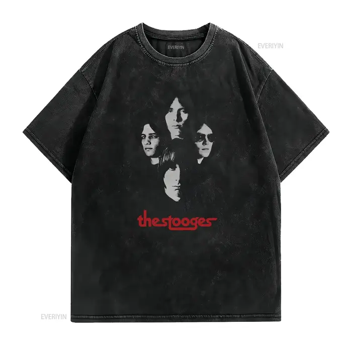 Iggy The Stooges t-shirt groupe Shot vintage lavé polyvalent confortable légèrement doux unisexe homme haut pour un usage quotidien