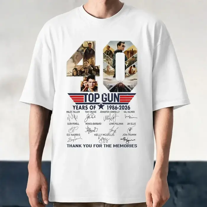 T-shirt unisexe imprimé graphique film Top Gun 40e anniversaire