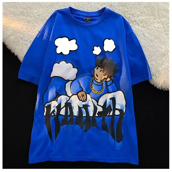 Harajuku nuages Anime garçon imprimer haute rue t-shirts hommes Cool Hip Hop surdimensionné t-shirt 