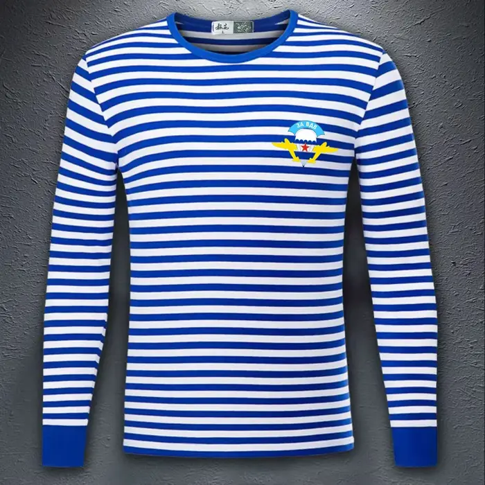 T-shirt rayé des troupes aéroportées du marin russe Telnyashka pour hommes, haut Script à manches lo