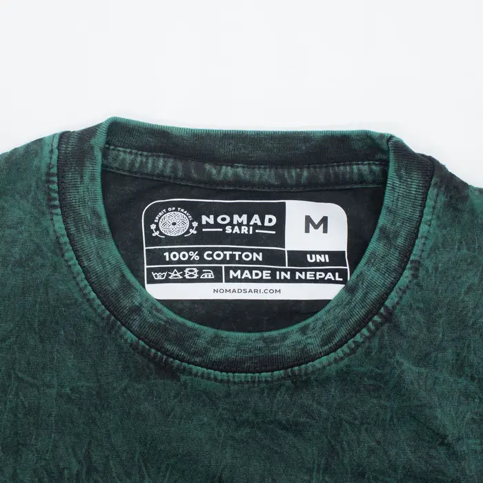Nomad Sari Stonewashed Cotton T-Shirt - Tree of Life - Green - Medium