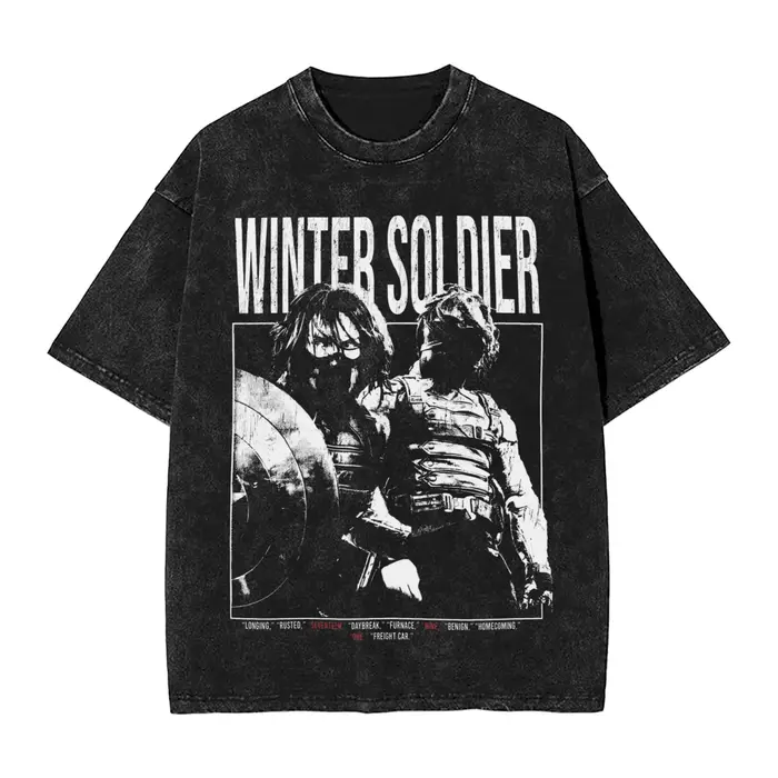 Bucky Barnes Thunderbolts soldat d'hiver Sebastian Stan lavé T-Shirts Streetwear Hip Hop T-Shirts t-