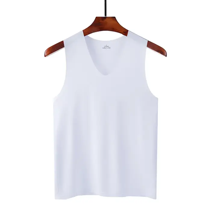 Débardeur en soie sans couture pour hommes, gilet de Sport sans manches, vêtements unis, décontracté