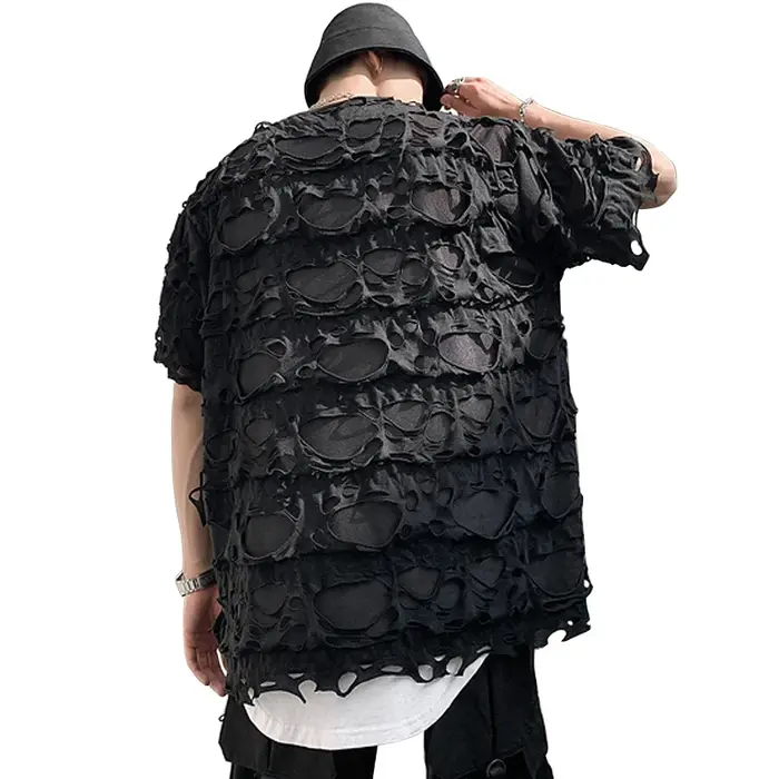 ABOORUN Harajuku hommes cravate colorant T-Shirts haute qualité coton Slim fit