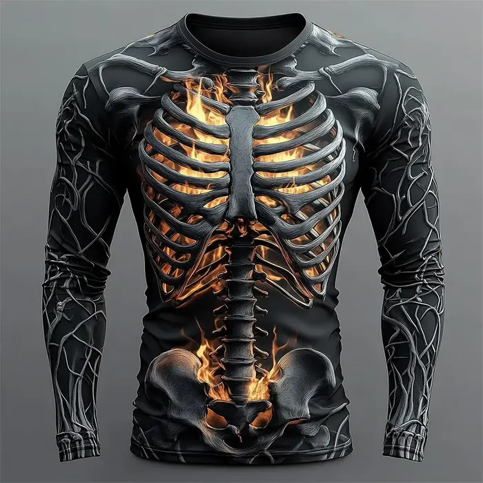T-Shirt de sport à manches longues pour hommes, décontracté, rétro, loisirs, léger, impression de co