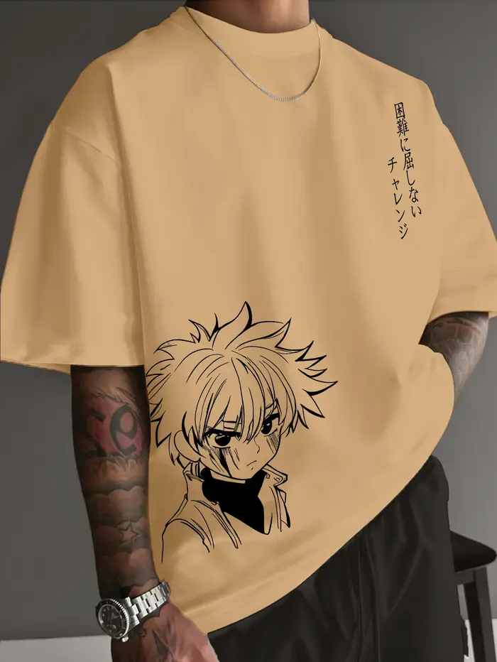 T-shirt Anime Oversize Homme Imprimé Killua Zoldyck Manga Japonais Streetwear Décontracté Manches Courtes Hauts Tendance