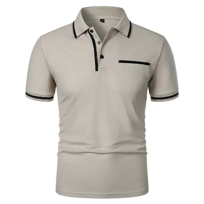 Nouveaux hommes à manches courtes polos couleur unie t-shirt style décontracté été à la mode respira