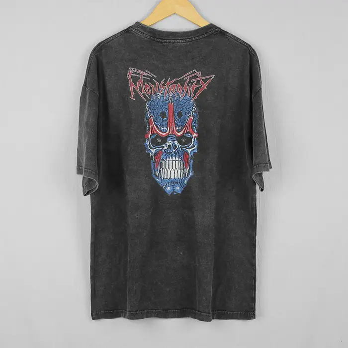 Monstrosity T-Shirt 80S Death Metal Malevolent Creation lavé ample épaule tombante rétro coton manches courtes chemise