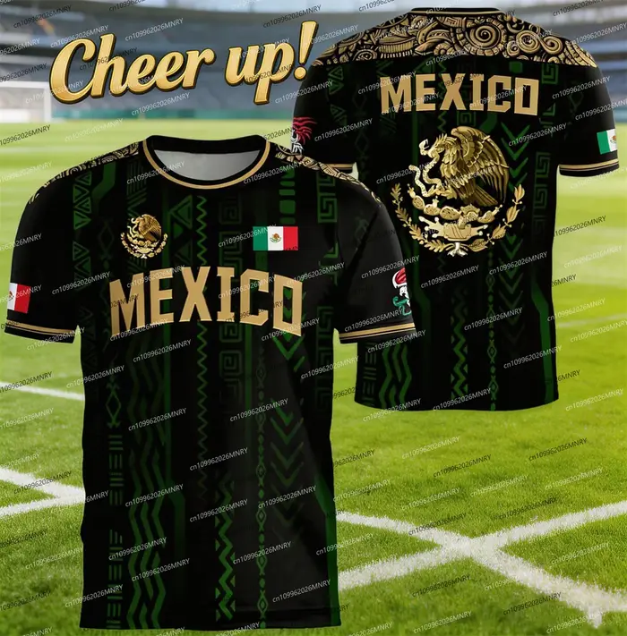 T-shirt imprimé drapeau national du Mexique pour hommes