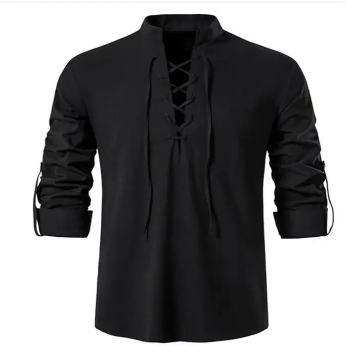 T-shirt à manches longues et col en V pour hommes