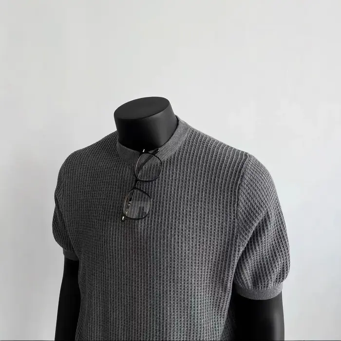 Pull en tricot à manches courtes pour hommes