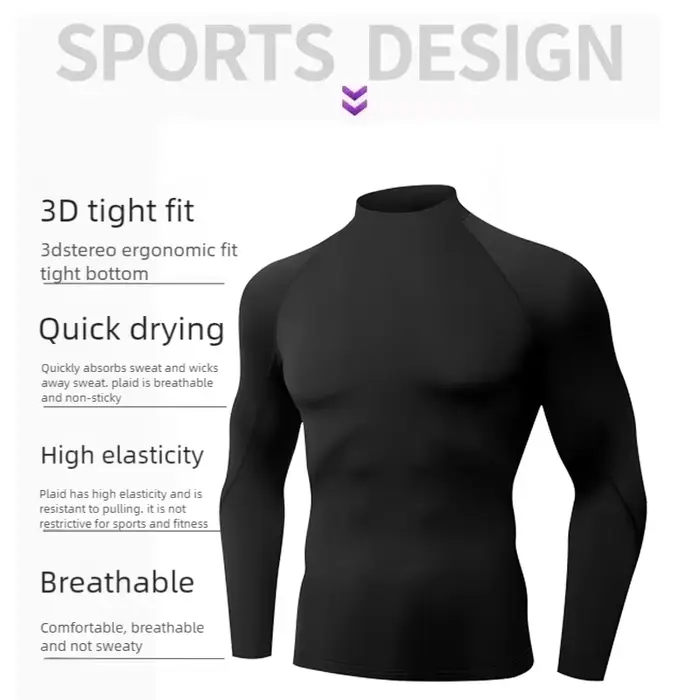 T-shirt d'hiver pour hommes polaire rapide chemise de course chaude à manches longues haut de Compression