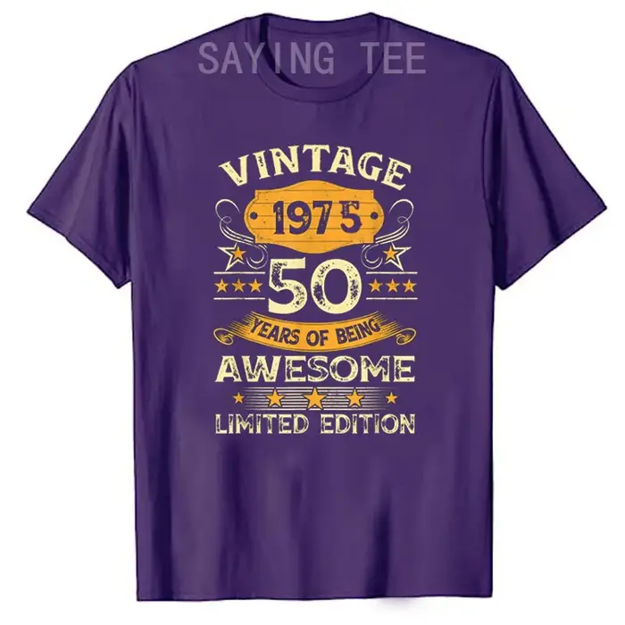 Vintage 1975 Cool 50 ans Bday hommes femmes 50th anniversaire T-Shirt né en 1975 disant génial