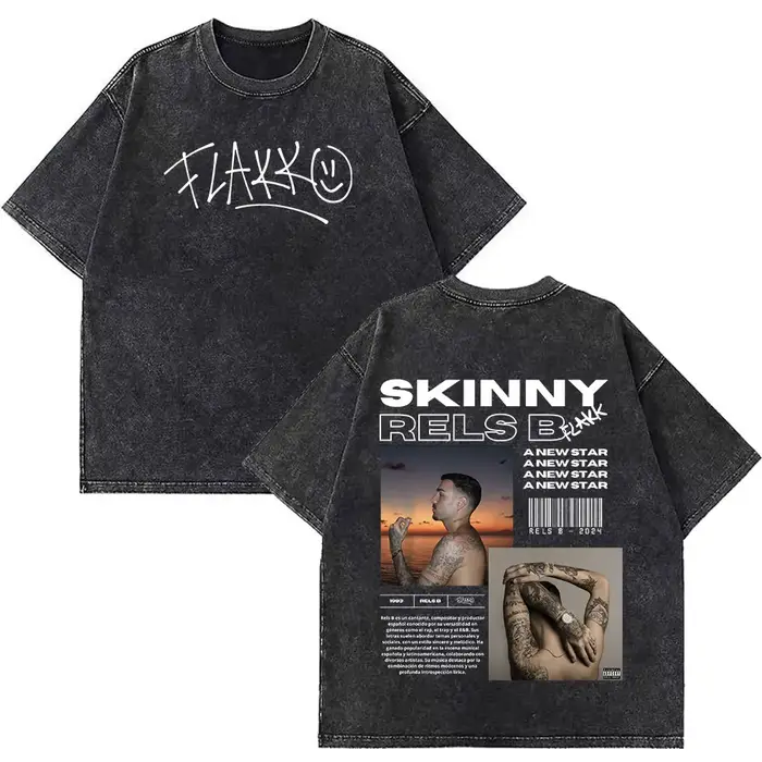 Rappeur RELS B Skinny Flakk A New Star Album Merch T-shirt hommes femmes mode Hip Hop T-shirts coton surdimensionné lavé