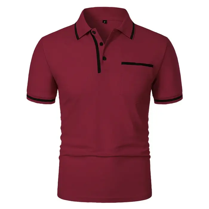Nouveaux hommes à manches courtes polos couleur unie t-shirt style décontracté été à la mode respirant ample basique