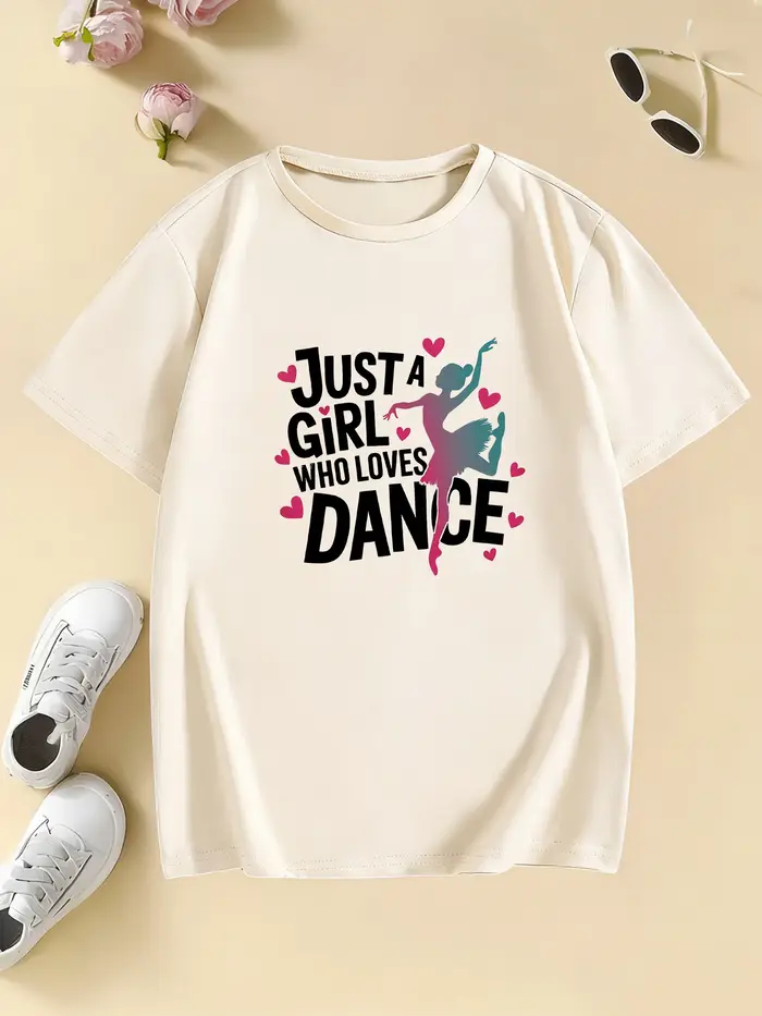 T-shirt graphique drôle « Just A Girl Who Loves Dance » pour enfants et filles