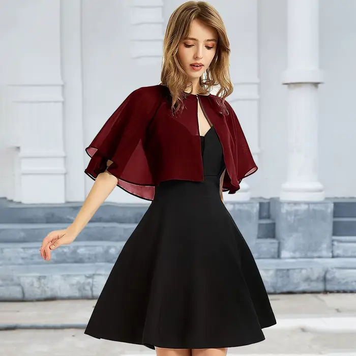 Boléro élégant en mousseline de soie pour femme – Cardigan à manches courtes et devant ouvert pour r