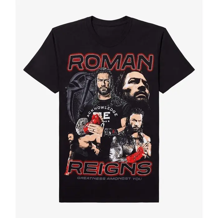 T-shirt unisexe 100 % coton avec graphiques du lutteur Roman Reigns