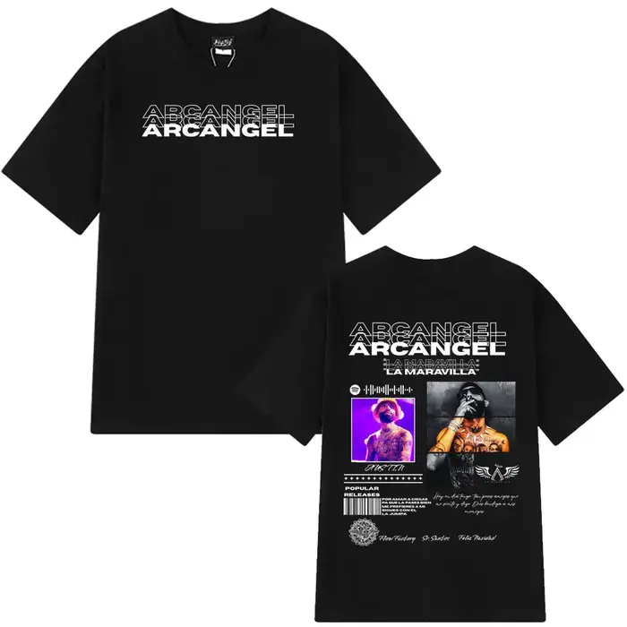 T-shirt de la tournée d'album du rappeur Arcangel pour hommes et femmes, mode hip-hop, t-shirt à manches courtes surdimensionné, t-shirt décontracté gothique punk en coton