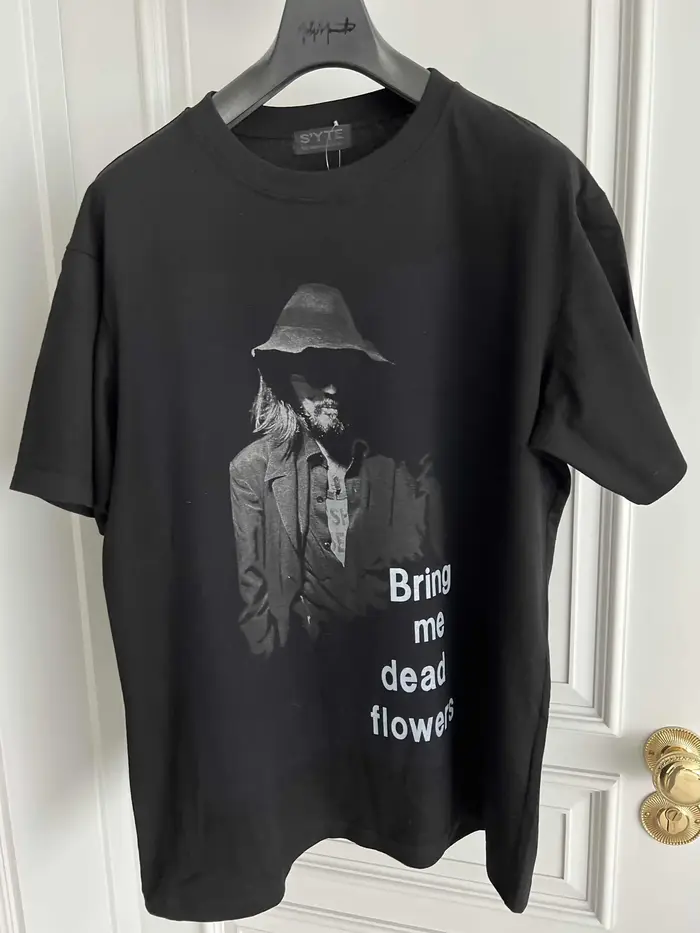 YAMAMOTO T-shirt imprimé noir en pur coton au design original