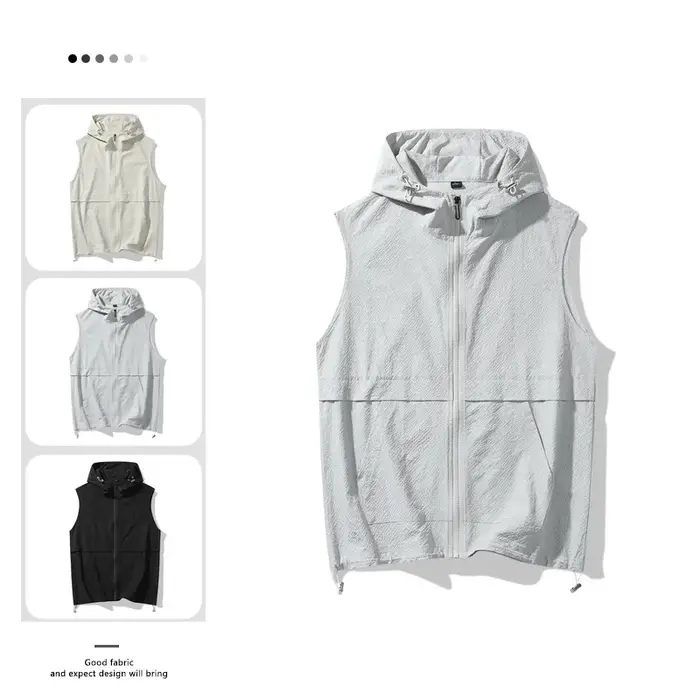 Vêtements de travail américains gilet sans manches veste pour hommes 2025 été nouvelle mode en plein air à capuche sport