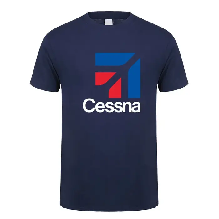Cessna Logo T Shirt Summer Men Cotton Short Sleeve Aircraft Manufacturer T-shirts Funny Tshirt Man Tops Tee LH-678