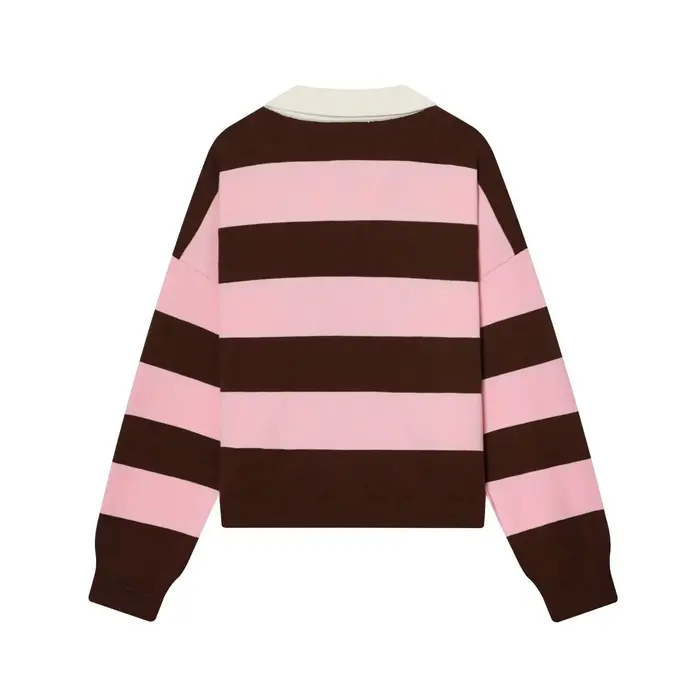 Nouvelle Arrivée Hiver – Pull Tricoté à Col Polo Rayé à Manches Longues – Style Décontracté Confortable en Fibre de Polyester Coupe Ample