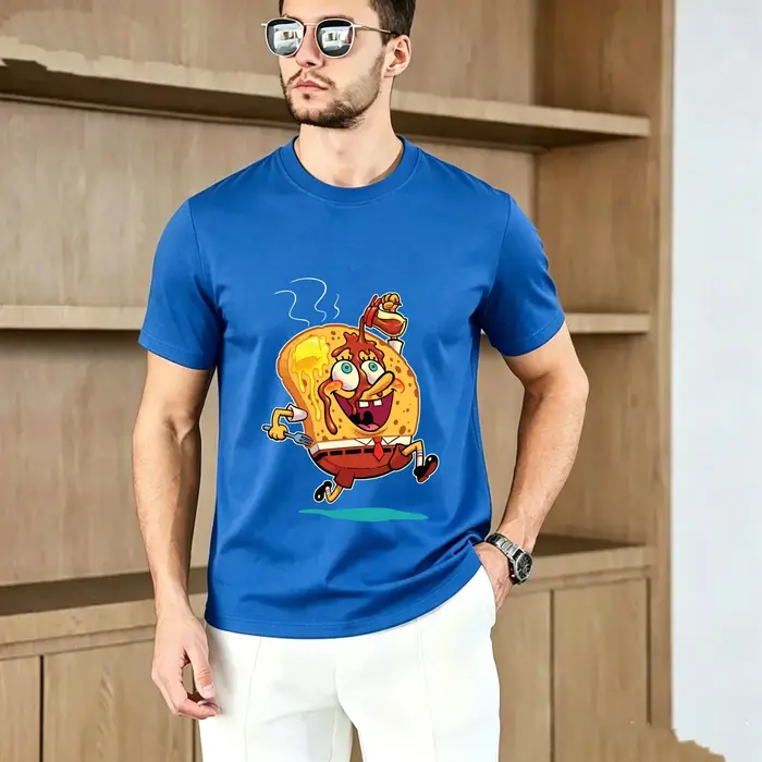 T-shirt pour homme à col rond 100% coton respirant, imprimé graphique amusant sur le thème du petit-