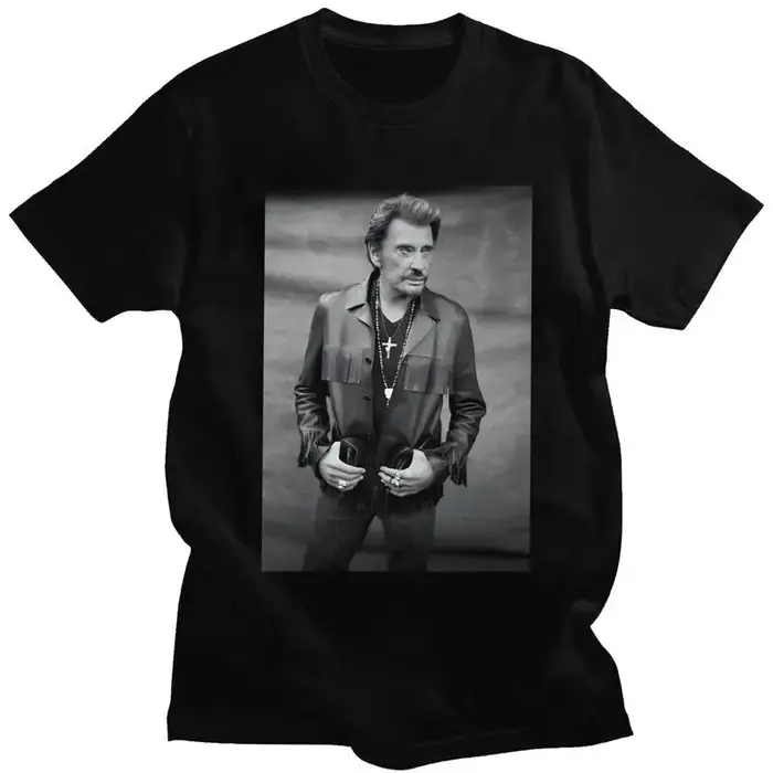 T-shirt à manches courtes pour hommes, personnalisé, chanteur français, musique Rock, Johnny Hallyda
