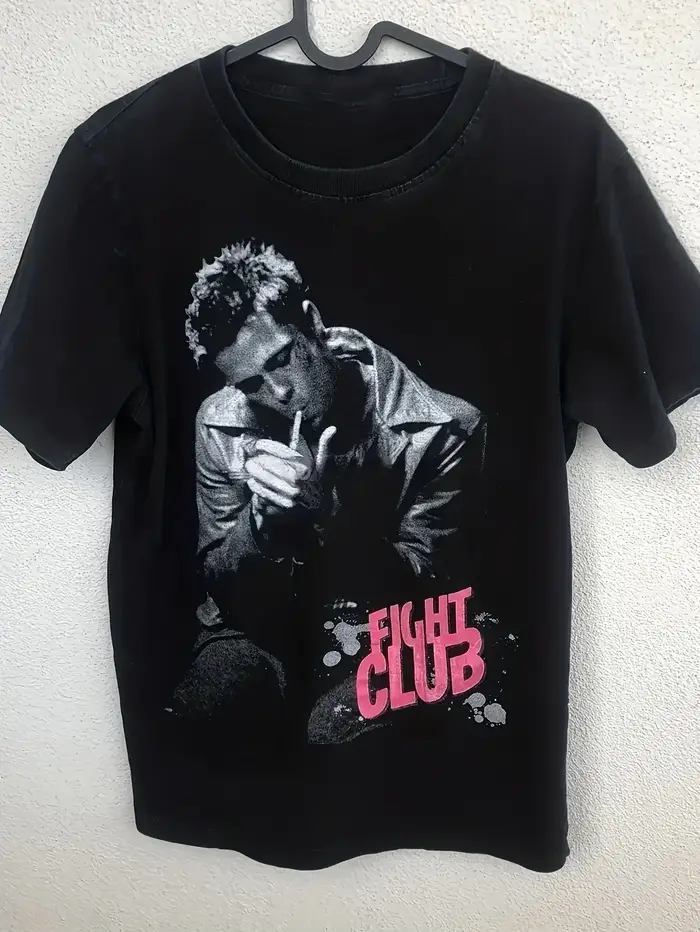 T-shirt à motif Fight Club pour hommes - Style col rond noir adapté à toutes les saisons