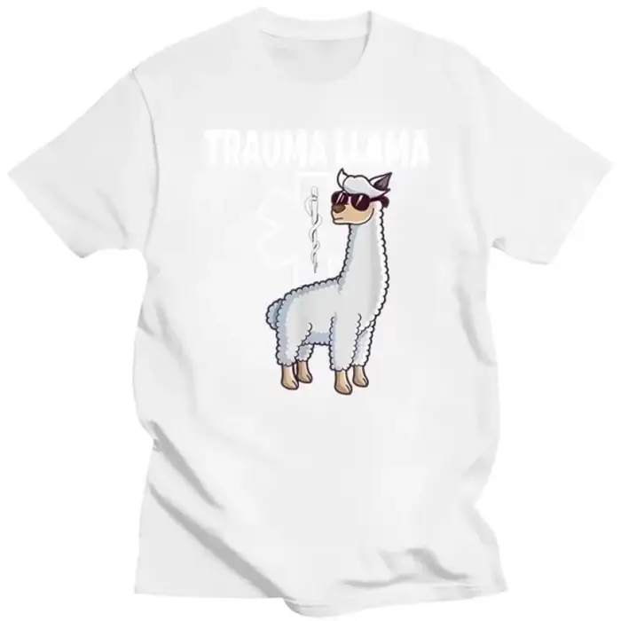 T-shirt à manches courtes imprimé dessin animé unisexe, Lama drôle, Alpaga avec lunettes de soleil,