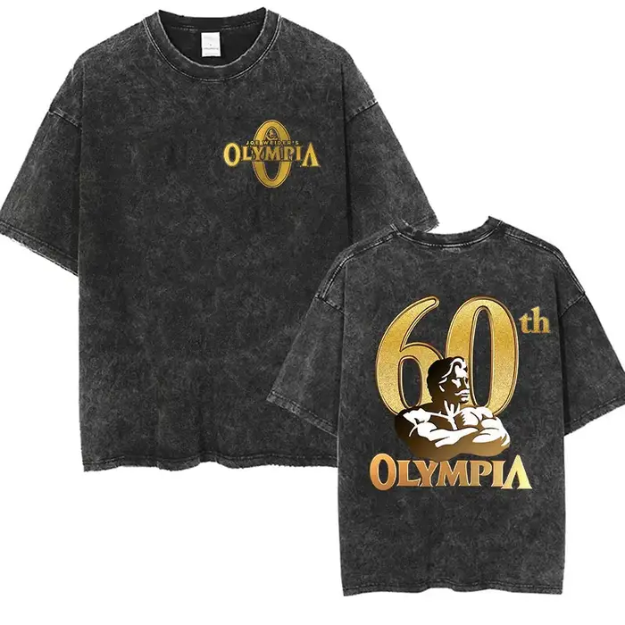 T-shirt graphique vintage délavé Olympia Gym pour homme 2026