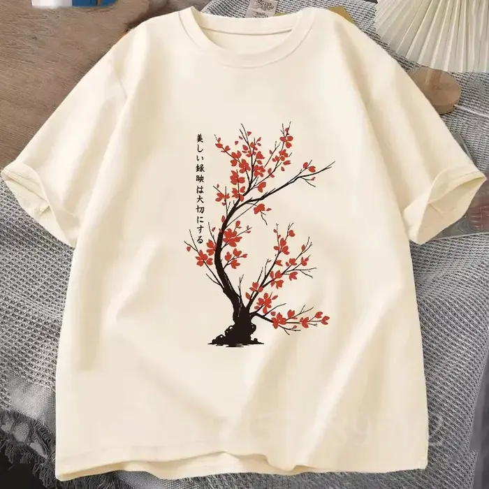T-shirts à imprimé graphique cerise pour hommes, t-shirt en coton décontracté à manches courtes, vêt