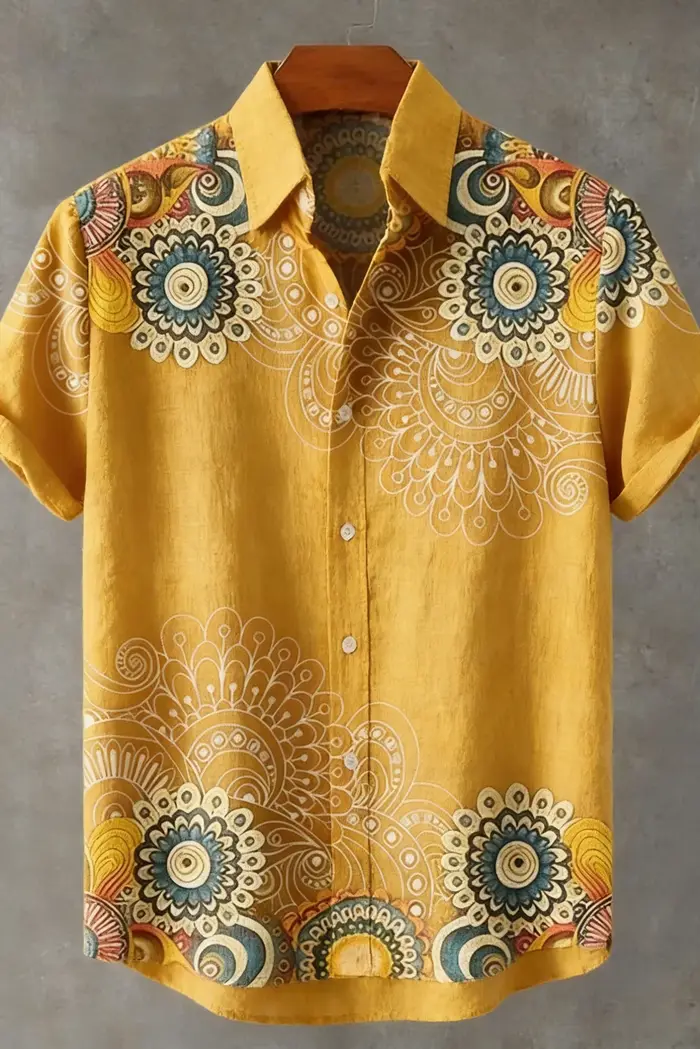 Chemise à manches courtes en lin pour homme