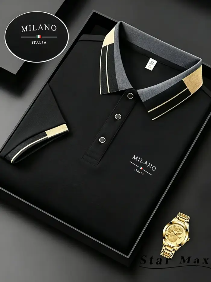 Polo homme luxe à manches courtes avec broderie cheval