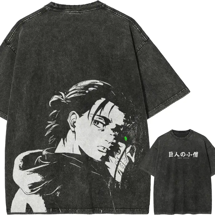T-shirt Eren Yeager L'Attaque des Titans 2026 pour Homme, Effet Délavé, Motif Eren et les Titans, St