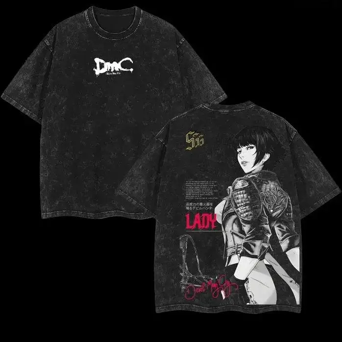 Nouvelle dame Cool graphique T-shirt Anime diable May Cry Vintage lavé surdimensionné T-shirt hommes